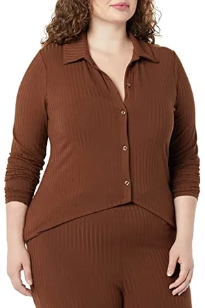 Amazon Cardigan con Colletto con Bottoni a Maniche Lunghe con Costine Larghe (in precedenza Daily Ritual) Donna, , XL