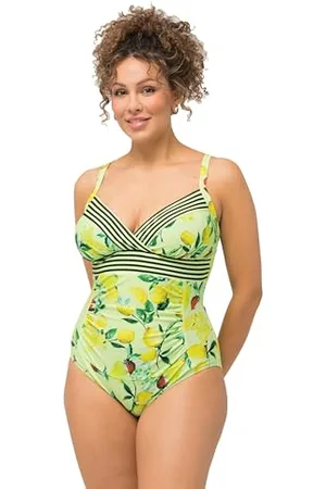 Ulla Popken Costume da Bagno, Vicky, Bacche di Limone 826549 Intero, , 54 Donna