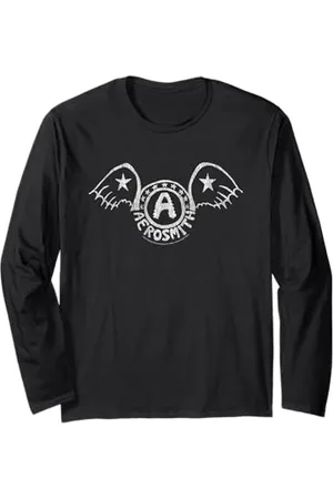Aerosmith Vintage Bianco Alato Logo Band Emblema Stampa Maglia a Manica