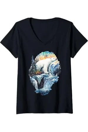 Bear Design Donna Orso Maglietta con Collo a V