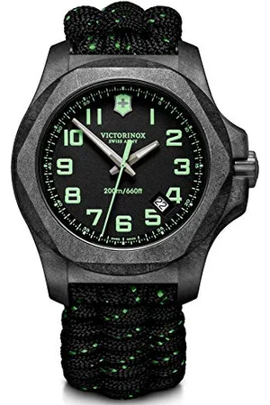 Victorinox Orologio Uomo I.N.O.X. Carbon Ø 43 mm, Swiss Made, Quarzo Analogico, Impermeabile fino a 200 m, Vetro Zaffiro, Cinturino in Paracord, Nero