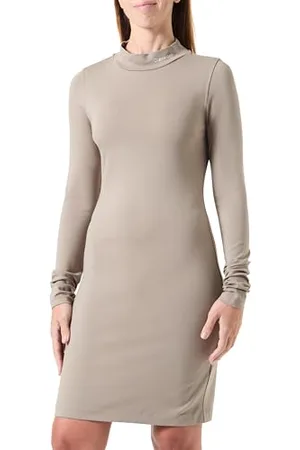 Calvin Klein Jeans Donna LOGO ELASTIC MILANO DRESS J20J225395, Grey (Brindle), L