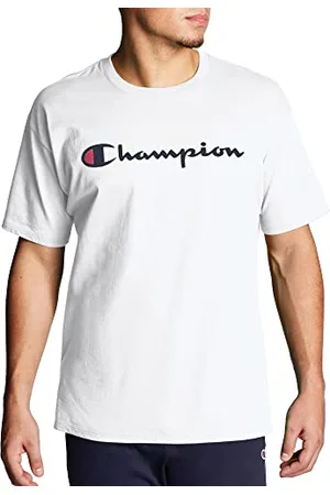 Champion Classic Jersey Graphic T-Shirt, Bianco Script, L Uomo