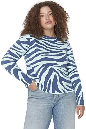 Trendyol Girocollo Jacquard Aderente Plus Size Maglione Maglia di Tuta, , 4XL Donna