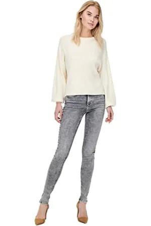 ONLY Onlblush Life Mid SK Tai918 Noos Jeans, Denim Grigio Chiaro, (XS) W x 32L Donna