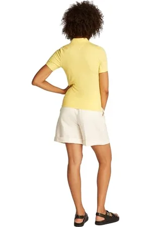 Tommy Hilfiger Maglietta Polo Maniche Corte Donna Slim Fit, (Citronella), S