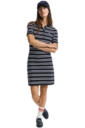 GANT Stripe Shield SS Pique Polo Dress Vestito, Blu-Evening Blue, XL Donna