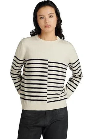 G-Star Donna Broken Stripe Jumper, (antique white D24489-D563-G286), L