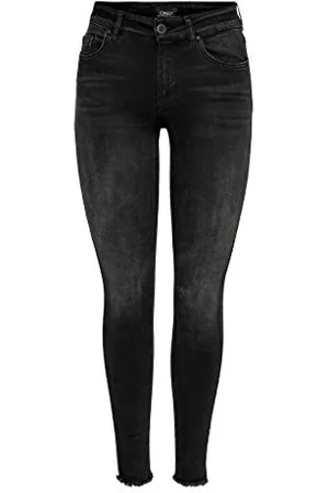ONLY Onlblush Mid Ank Raw Jeans Rea1099 Noos, skinny Donna, (Black Denim Black Denim), W29/L34 (Taglia Produttore: Medium)