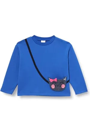 Green Cotton Hello Cat Sweatshirt, Maglia di Tuta Ragazze,
