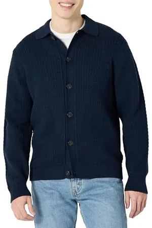 Amazon Maglione Cardigan con Colletto, vestibilità Comoda Uomo, , L