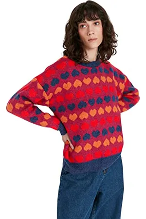 Trendyol Girocollo Cuore Regolare Maglione Maglia di Tuta, , L Donna