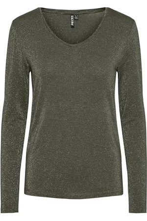 Pieces® Billo Long Sleeve V Neck T-Shirt L