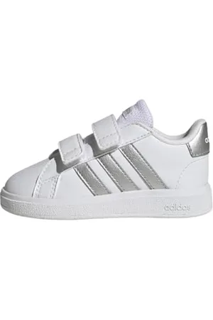 adidas Grand Court Lifestyle Hook And Loop Shoes, Sneakers Unisex-Bimbi 0-24, Bianco (Ftwr White/Matte Silver/Matte Silver), 21 EU