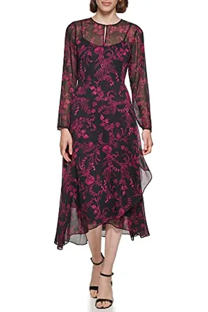 Tommy Hilfiger Button Neck Midi Dress Vestito, , 50 Donna