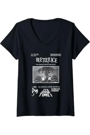 BEETLEJUICE Donna Poster Maglietta con Collo a V