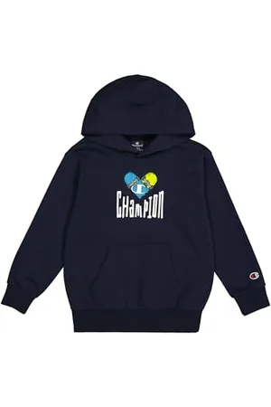 Champion Legacy Play with Graphics B (306908) -Ultra-Light Soft Compact Polyfleece Hooded Felpa con Cappuccio, (NNY), 9-10 Anni Bambino