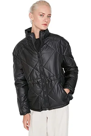 Trendyol Giacca Invernale Oversize Tinta Unita con Colletto in Piedi Cappotto, , S Donna