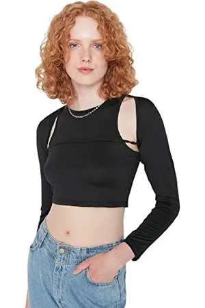 Trendyol Camicetta in Maglia Girocollo Basic Aderente da Donna Camicia, , S