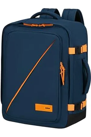 American Tourister Take2Cabin - Bagaglio da cabina EasyJet 36 x 20 x 45 cm, 38 L, 0,70 kg, Bagaglio a mano, Zaino per aereo M Underseater, Blu/Arancione