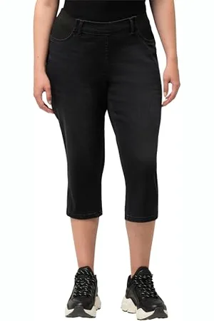 Ulla Popken Jeans Capri con Elastico in Vita, Sienna, , 38W x 32L Donna
