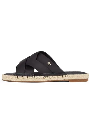Tommy Hilfiger Donna Espadrillas Satin Mule Sandali, (Black), 41