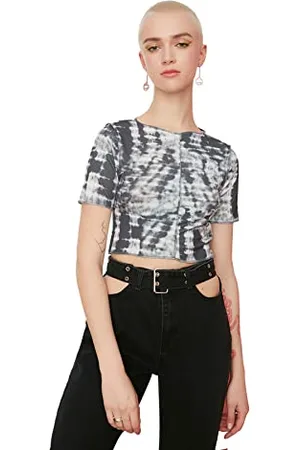 Trendyol Camicetta Lavorata a Maglia con Motivo Batik Blouse, , XS Donna
