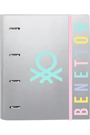 Safta Benetton Silver Raccoglitore 4 Anelli 35 cm con 100 fogli A4, ideale per bambini di diverse età, confortevole e versatile, qualità e resistenza, 27 x 3,5 x 32 cm, colore , , Estándar