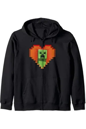 Minecraft Heart Logo Creeper Fill Felpa con Cappuccio
