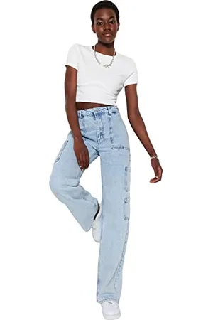 Trendyol Women Normal Waist Wide Leg Jeans Pantaloni, , 36 Donna