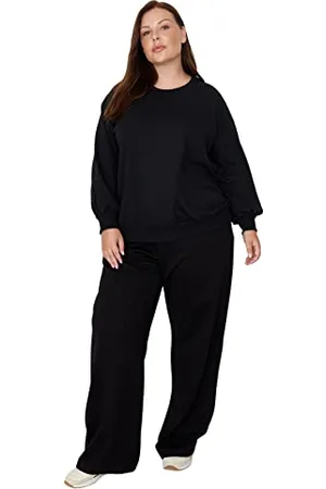 Trendyol Woman Elastic Wide Leg Plus Size Sweatpants Pantaloni da Tuta, , 4XL Donna