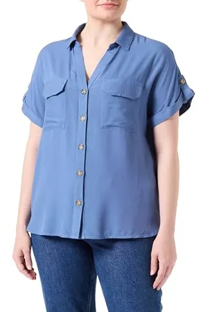 VERO MODA Vmbumpy-Maglietta S/S Wvn Ga Noos Camicia da Donna, Coronet Blue, XS