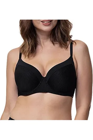 Dorina Carmen Reggiseno Demi Leggermente Imbottito, Tessuto Microfibra Strisce Burnout, Ferretto, Ali a U Power Mesh, Spalline Regolabili, Chiusura Ganci Tre Strati, Seno Formoso