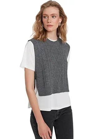 Trendyol Woman Regular Fit Basic Crew Neck Knitwear Sweater Maglione, , S Donna