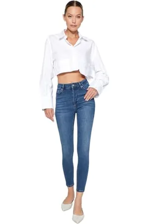 Trendyol Blue High Waist Skinny Jeans Twoaw24je00066, , 48 Donna