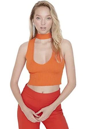 Trendyol Woman Crop Standard Halter Neck Knitwear Blouse Camicia, , 40 Donna