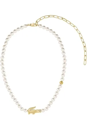 Lacoste Collana, Bracciale e Orecchini in Faux Perle Per Uomo e Donna Collezione MATCHPOINT con Charms Diversi color Oro Giallo