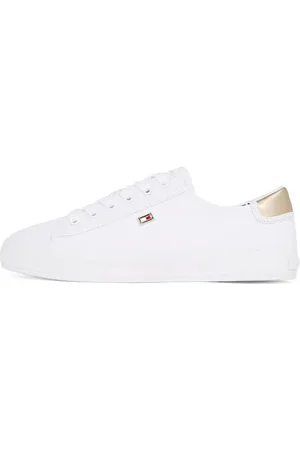Tommy Hilfiger Donna Sneakers Vulcanizzate Canvas Lace Up Eleganti, (White), 40