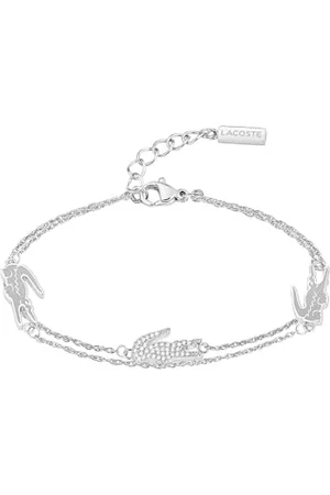 Lacoste Bracciale a Doppia Catena da Donna Collezione CROCODILE in Acciaio Inossidabile con Charms a forma di Coccodrillo - 2040471
