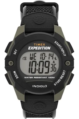 Timex Orologio da uomo Expedition da 41 mm, cinturino in resina nera in due pezzi, quadrante digitale, cassa verde TW4B28500