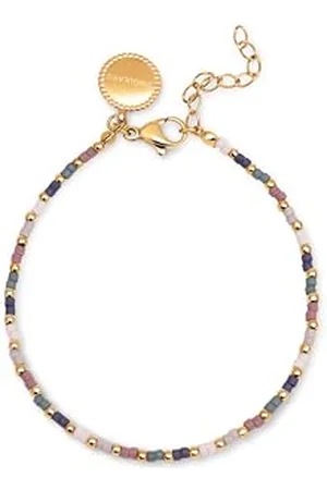 SINGULARU Bracciale Polar Colors. Acciaio con Finitura Placcata Oro 18Kt. Lunghezza 16 + 3 cm e Dettagli con Pietre Colorate. Gioielli per Donna