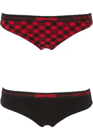 Emporio Armani Tartan Christmas Cotton 2-Pack Brasilian Underwear, , M Women