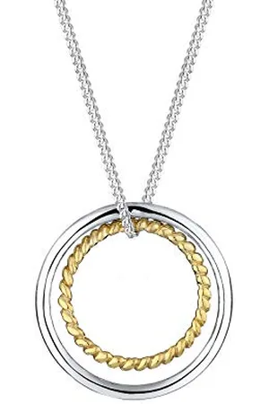 Elli Collana Donne Cerchio geo di base in argento sterlino 925 placcato oro