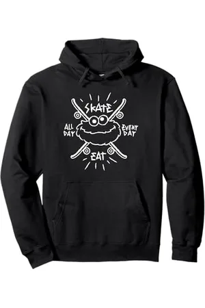 Sesamstraat Skate All Day Every Day White, Felpa con Cappuccio