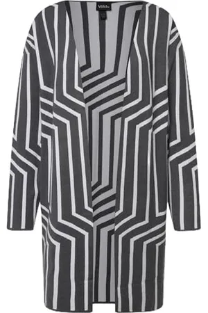 Ulla Popken Cardigan Aperto con Jaquard, , 56-58 Donna
