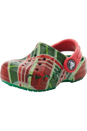 Crocs Unisex Bambino Baya Holiday Plaid Clog T Sabot, Kelly Green, 24/25 EU