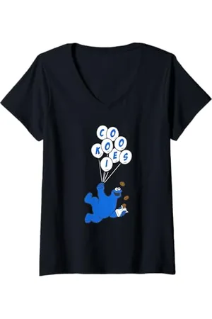 Sesamstraat Donna Cookie Balloons, Maglietta con Collo a V