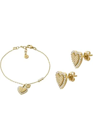 Emporio Armani Donna Bracciale e Orecchini in Argento Sterling Dorato, Set
