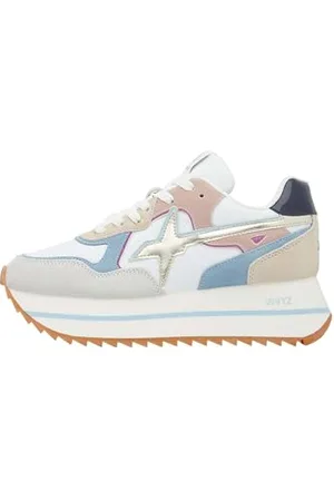W6YZ Deva W.-Sneakers in Suede e Tessuto Tecnico-Bianco, Bianco-Azzurro 39