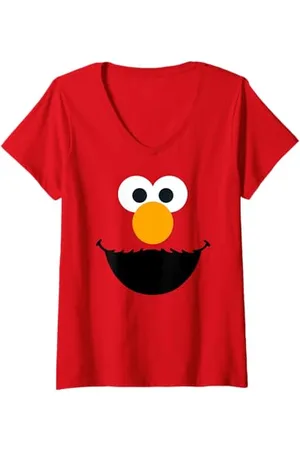 Sesamstraat Donna Elmo Face Smile, Maglietta con Collo a V